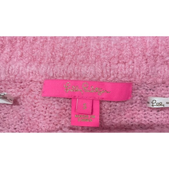 Lilly Pulitzer Mandevilla Baby Pink Barrymore Off-Shoulder Sweater S Stretch Coz - Picture 3 of 6